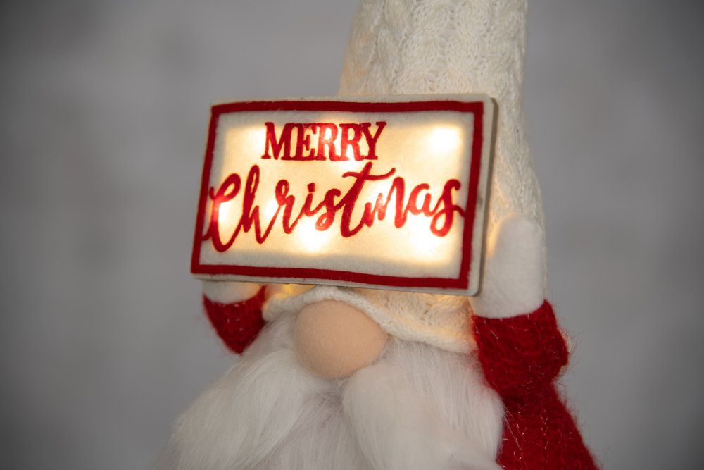 Winteria Julemand med LED-skilt: Merry Christmas 47 cm rød og hv