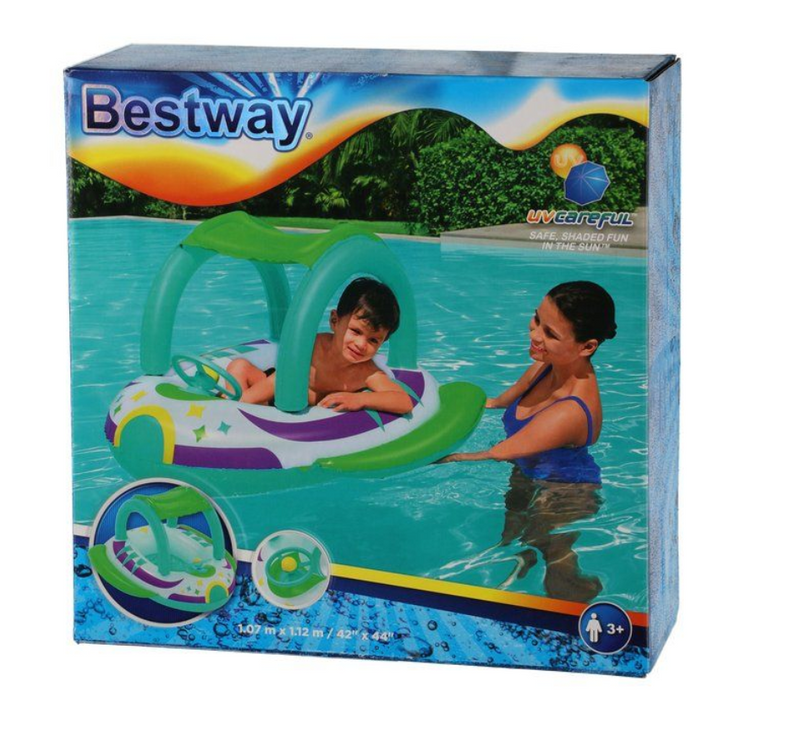 Bestway Babybåd med rat og aftageligt solbetræk