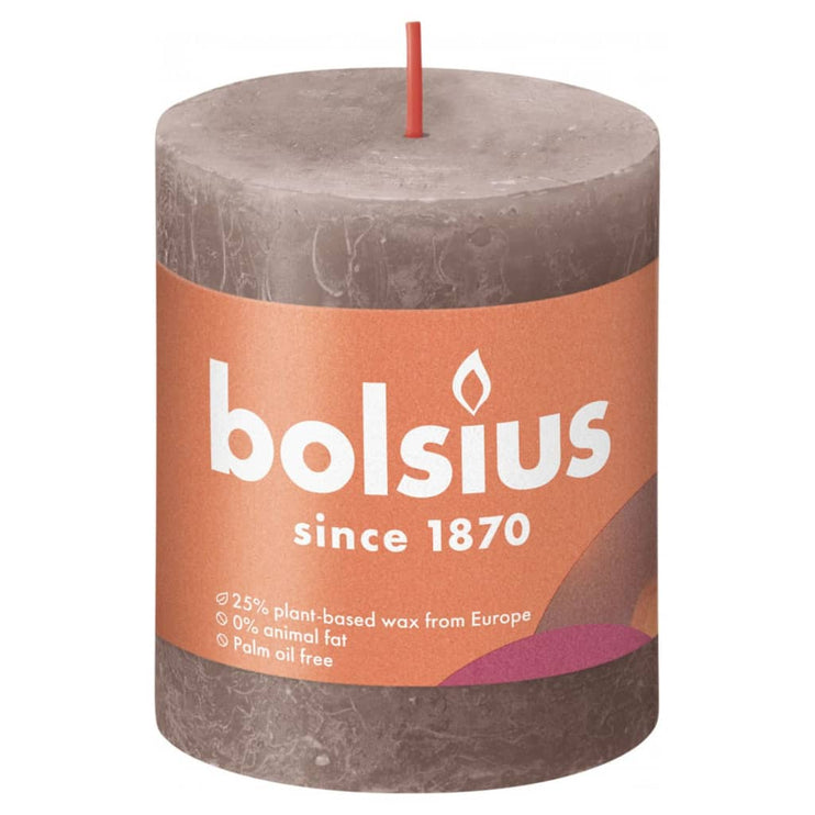 Bolsius Rustika blockljus 4-pack 80x68 mm rustik taupe