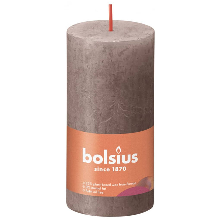 Bolsius Rustika blockljus Shine 8-pack 100x50 mm taupe