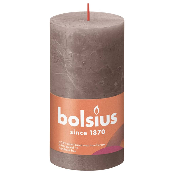 Bolsius Rustika blockljus 4-pack 130x68 mm rustik taupe