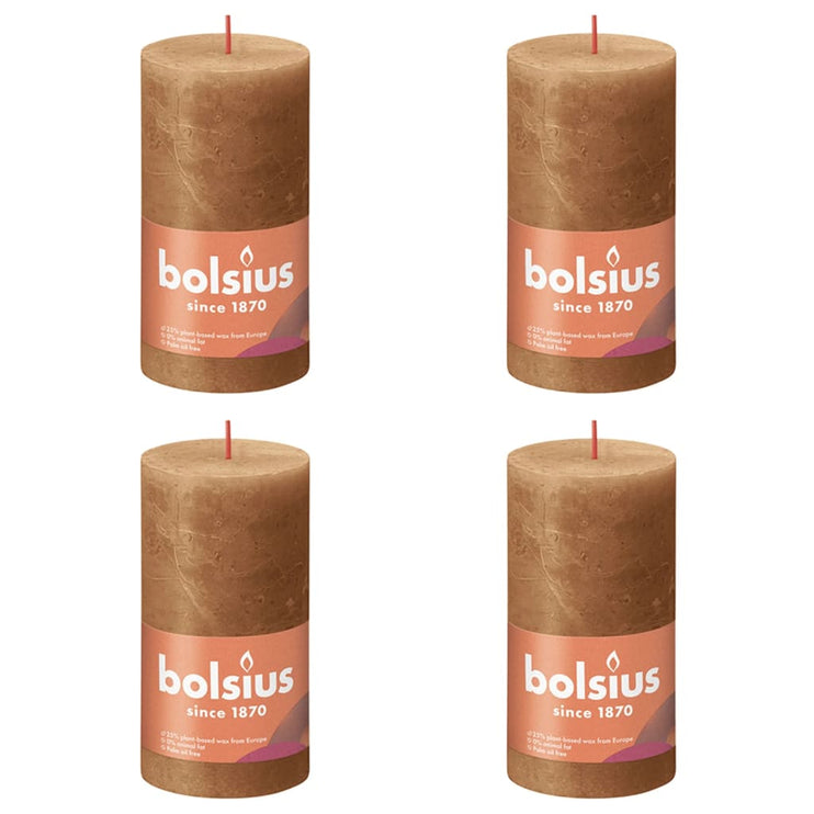 Bolsius Rustika blockljus 4-pack 130x68 mm kryddbrun