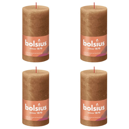 Bolsius Rustika blockljus 4-pack 130x68 mm kryddbrun