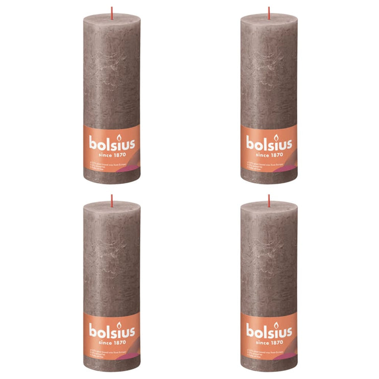 Bolsius Rustika blockljus 4-pack 190x68 mm rustik taupe