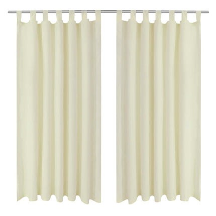 2-pack gardiner med öglor i gräddvit microsatin 140 x 175 cm