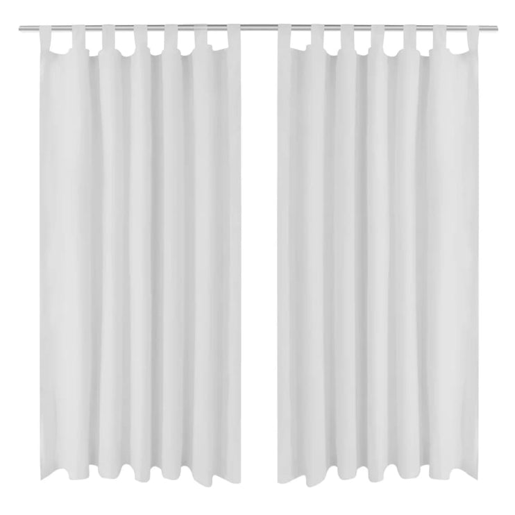 2-pack gardiner med öglor i vit microsatin 140 x 175 cm