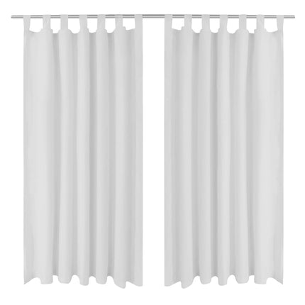 2-pack gardiner med öglor i vit microsatin 140 x 225 cm