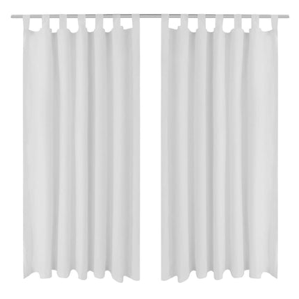 2-pack gardiner med öglor i vit microsatin 140 x 245 cm