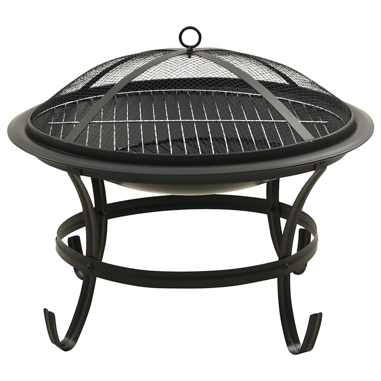 2-i-1 Eldstad med grill och eldgaffel 56x56x49 cm stål