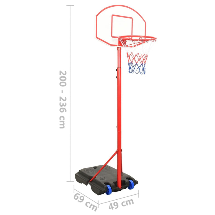 Flyttbar basketkorg justerbar 200-236 cm