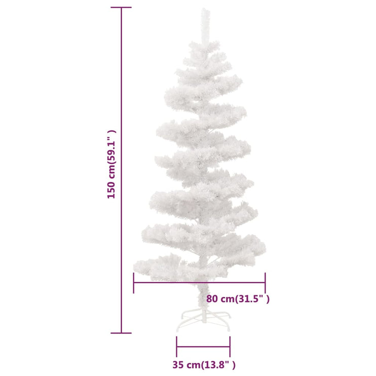 Belyst plastgran med fot vit 150 cm PVC