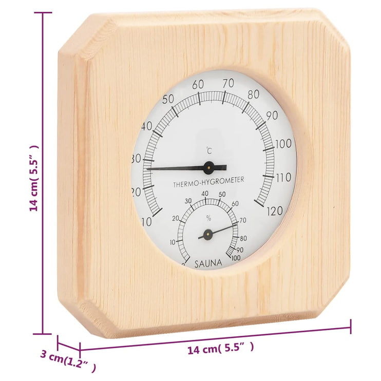 2-i-1 Bastutermometer & hygrometer sandur set massiv furu