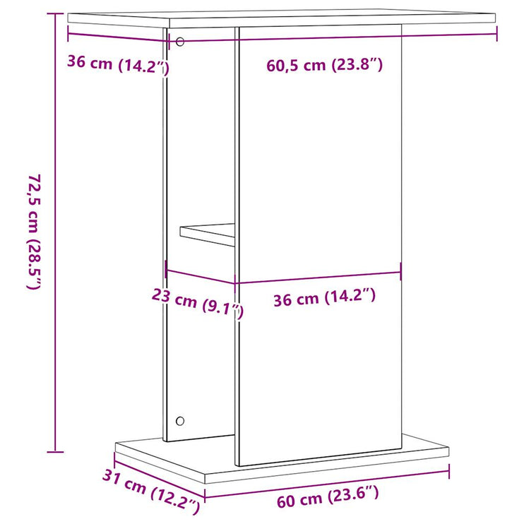 Akvariebänk artisan ek 36x60,5x72,5 cm konstruerat trä