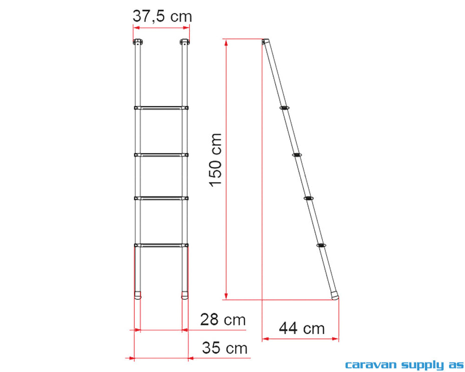 Fiamma Indvendig stige 4-trins Deluxe 4B H: 150cm