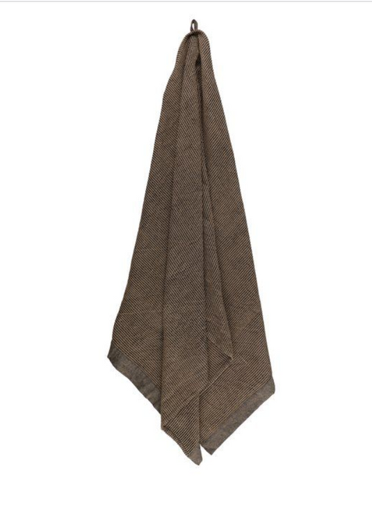 Rento Kenno Håndklæde sort/beige 90 x 180 cm