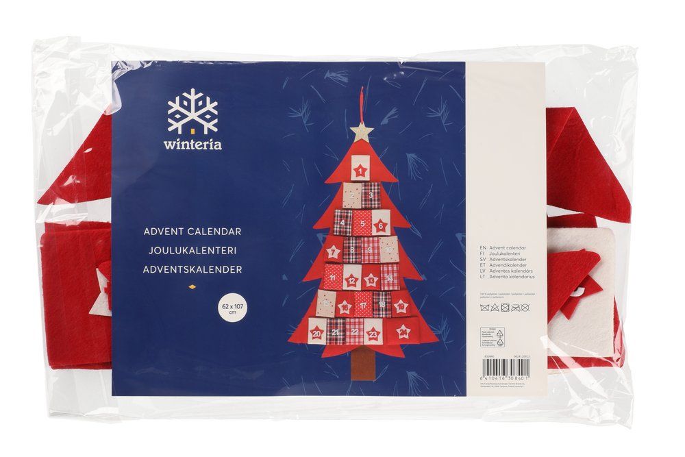 Winteria Adventskalender juletræ 24 lommer 62 cm