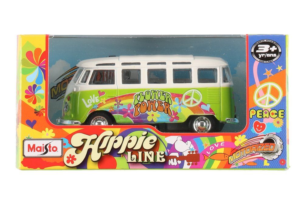 Maisto Legetøjsbil VW Samba 11,4 cm Hippie Line bus grøn
