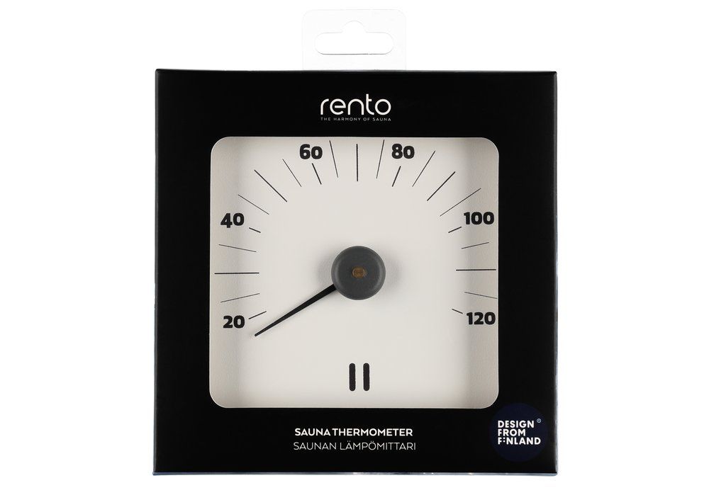 Rento saunatermometer lavet af hvidt aluminium